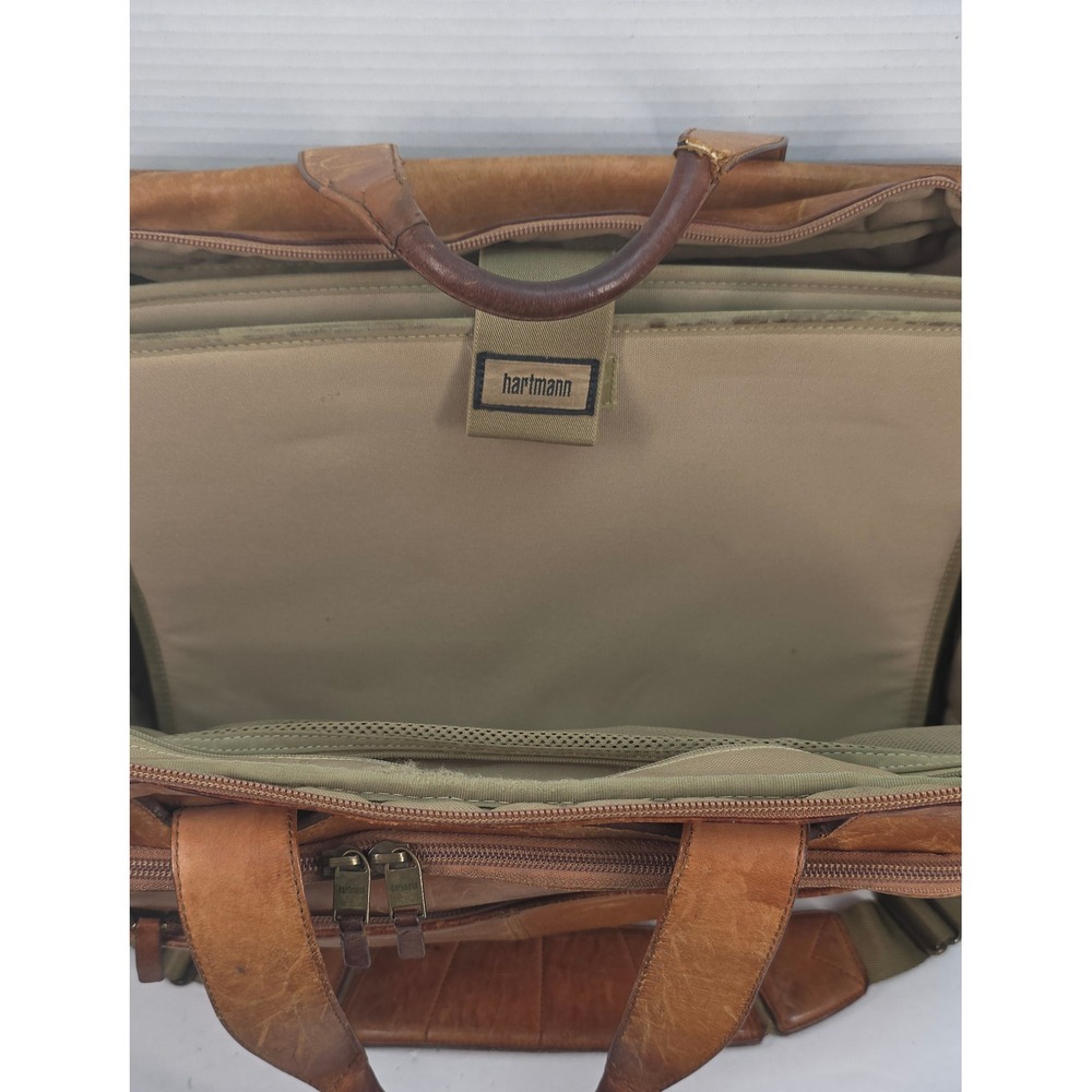 Hartmann Tan Leather Briefcase Messenger Bag Laptop Portfolio Vintage Brown - Picture 3 of 10